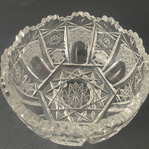 Vintage Hobstar Cut Glass Fontainiera bowl like new