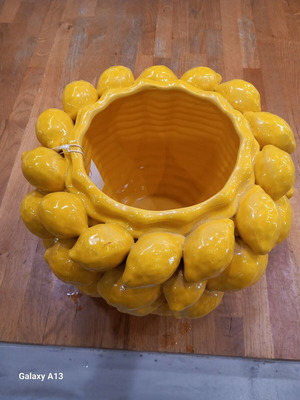 Ceramic flowerpot with lemons used, height 22cm diameter 30cm