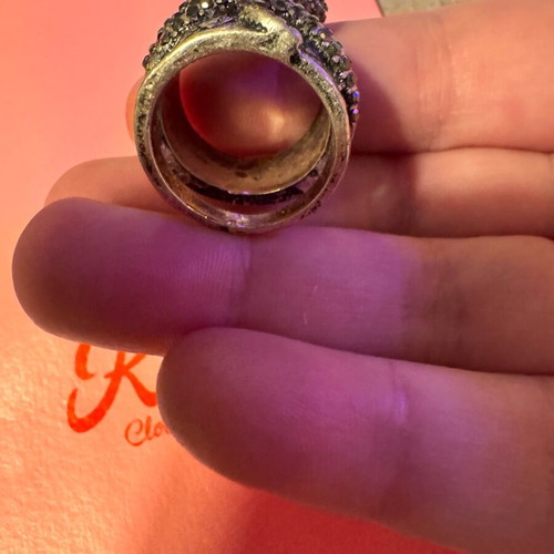 Steel snake ring Zara with black zirconia like new