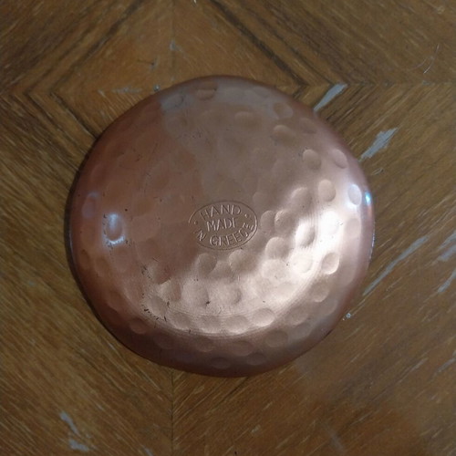 Small handmade copper plate used with enamel