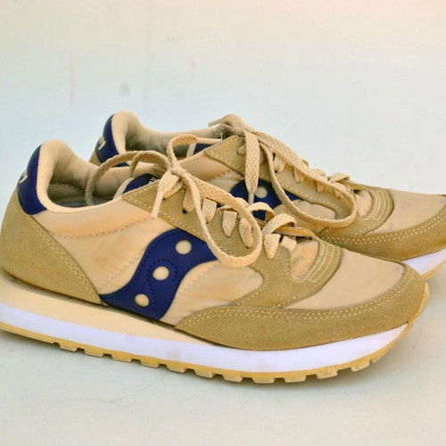 Saucony Y2K Beige Purple Retro 90s Athletic Sneakers, size 38
