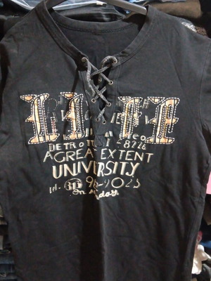 Men's short-sleeve shirt used, size M, black and beige