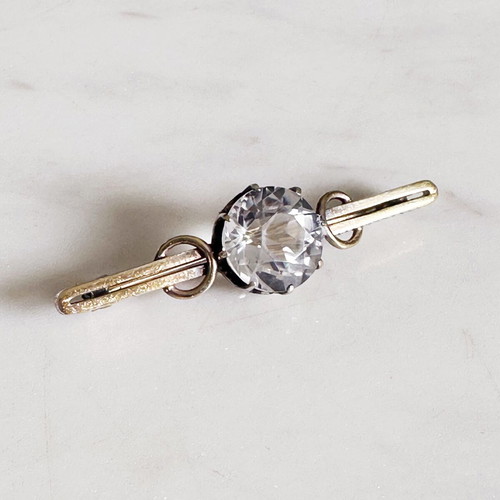Vintage Soviet brooch used silver 875 with mountain crystal