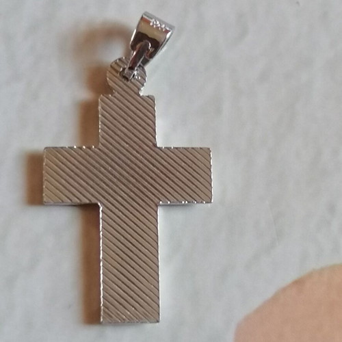 Silver 925 double cross pendant new, lustrous and rhodium plated
