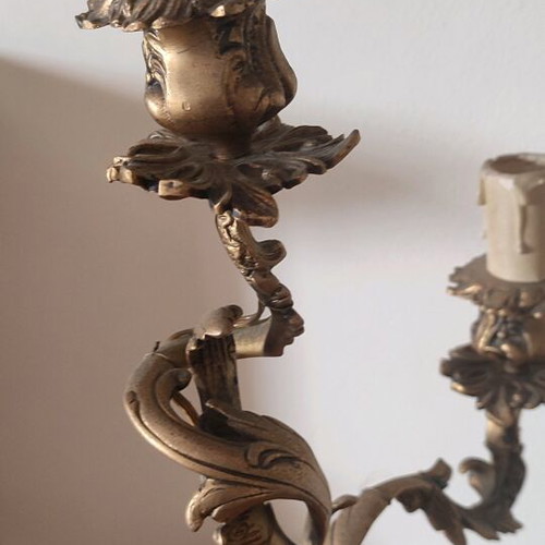 Bronze electric lamp candlestick like new, dimensions 37x45 cm