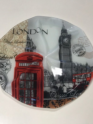 Стъклена поднос London нова, диаметър 32 см