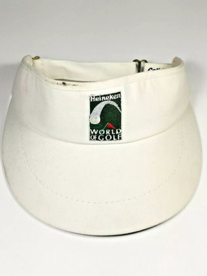 Vintage Heineken advertising visor cap used, white