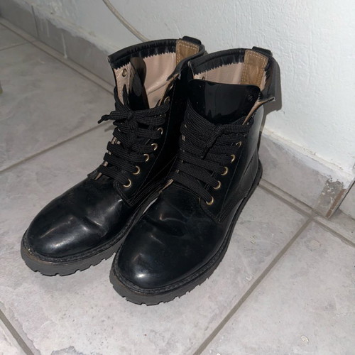Feng shoe patent leather boots used, size 37, black
