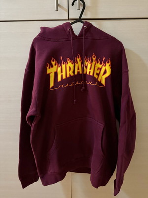 Thrasher Flame Hoodie like new, size Small, burgundy