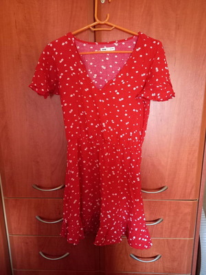 Sinsay floral dress red like new, size M