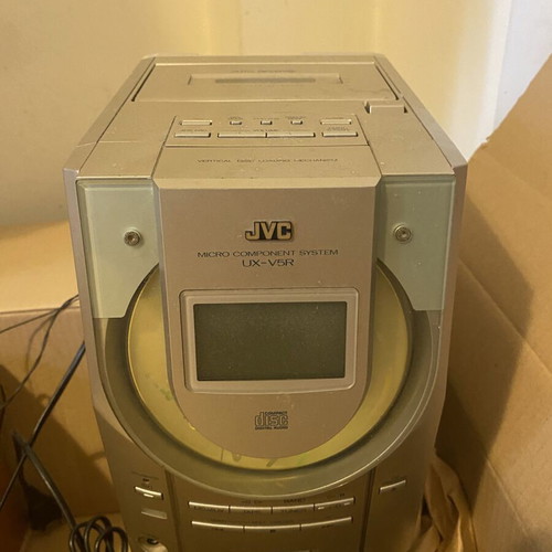 JVC UX-V5R stereo system used with speakers and remote control