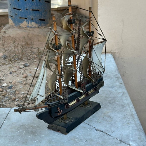 Wooden Constitution sailing ship decoration used with canvas sails