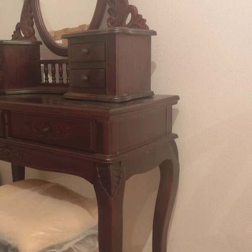 Dressing Table with Stool new, African walnut wood