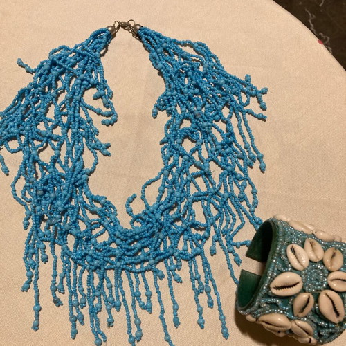 Turquoise handmade necklace and bracelet set like new