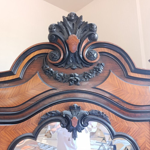 Antique 19th Century Armoire Mirror Henri II Napoleon III style