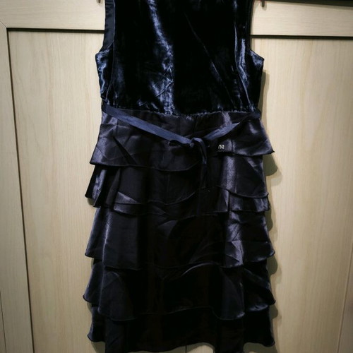 Velvet girls dress like new, blue with satin ruffles