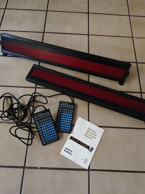 LED scrolling signs single-sided 70x10 cm used, set of two with remotes