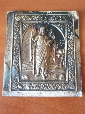 Metal icon of Saint John the Baptist used, old