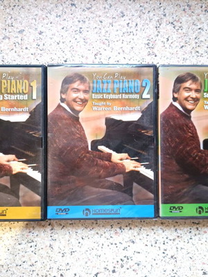 Piano learning DVDs like new, pack of 6 with James Brown DVD