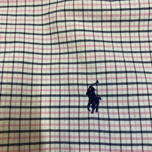Ralph Lauren Oxford long sleeve shirt XL white pink navy blocked black pony