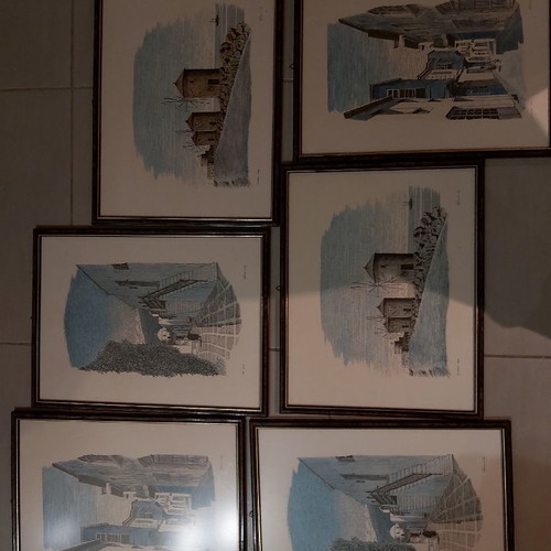 Set of paintings depicting landscapes of Crete, Paros, and Rhodes 35×46