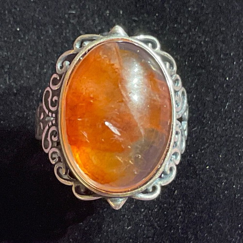 Fire Quartz Silver Ring one size