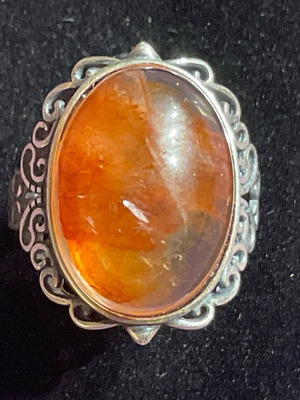 Fire Quartz Silver Ring one size
