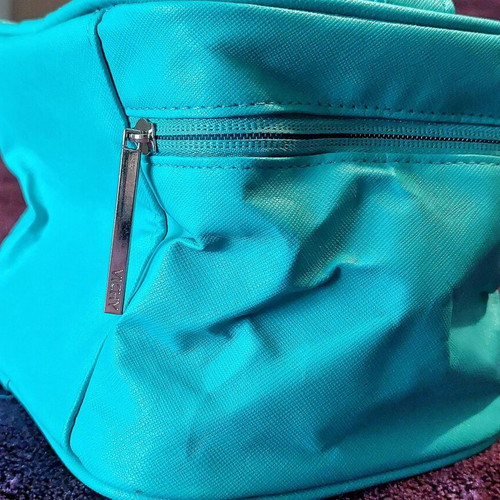 Vichy waterproof toiletry bag, turquoise and white