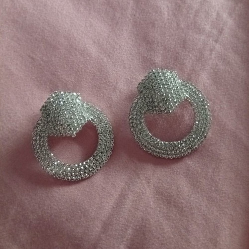 Hoop earrings with rhinestones, diameter 5cm, new