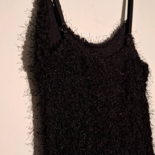 Black fuzzy dress like new with adjustable straps, size S