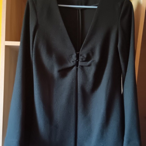 Monochrome Small Jacket-Blouse with Bell Sleeves like new, black