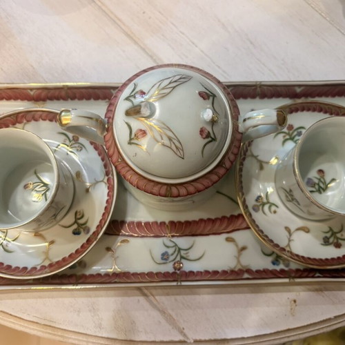 Vintage Limoges porcelain coffee set used with tray, cups and sugar bowl