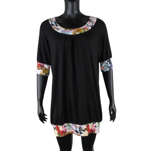 Eva & Claudi women's tunic dress size M black floral like new