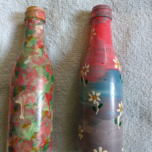 Decorative bottles like new, pack of 12 hand-painted