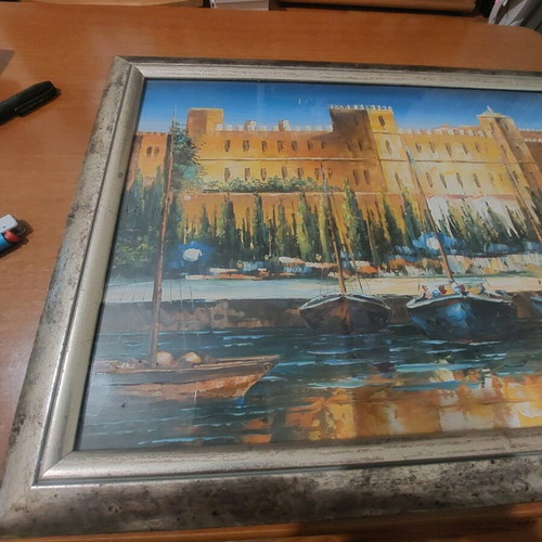 Oil painting on canvas with frame Palace of the Grand Master Rhodes, like new