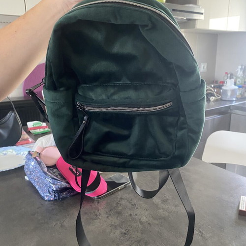 Velvet green backpack like new