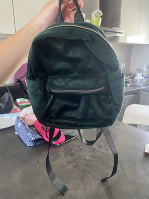 Velvet green backpack like new