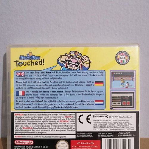 Wario Ware Touched empty case with manuals for Nintendo DS