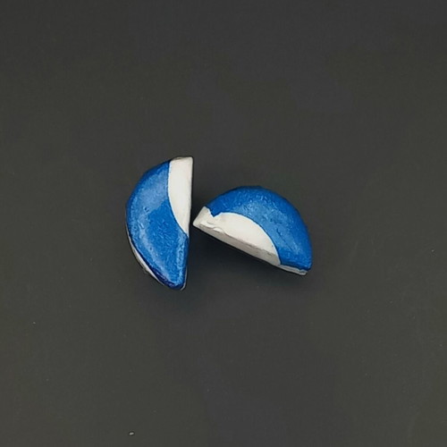 Handmade ceramic earrings eyes with decoupage and glass coating