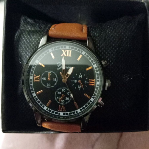 Men's watch and bracelets set new brown in gift box