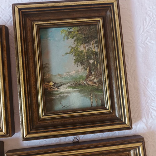 Paintings by Ioanni Darmis used, set of 4 with solid wood frames