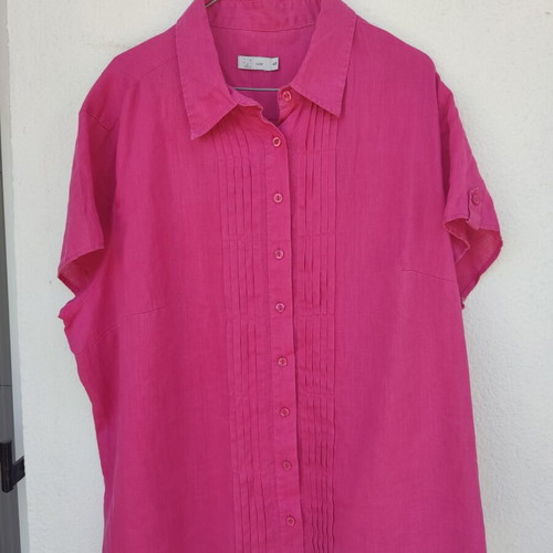 Vintage 100% linen shirt fuchsia pink plus size used