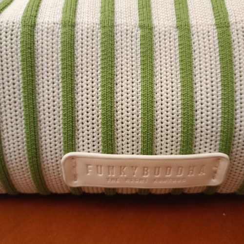 Funky Buddha Knitted Toiletry Bag new, striped green and white