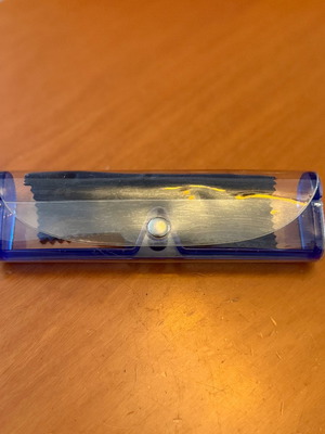 Plastic Glasses Case with Cleaning Cloth like new, blue