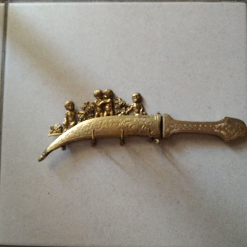 Arabian decorative knife vintage used with stand, 10.5 cm