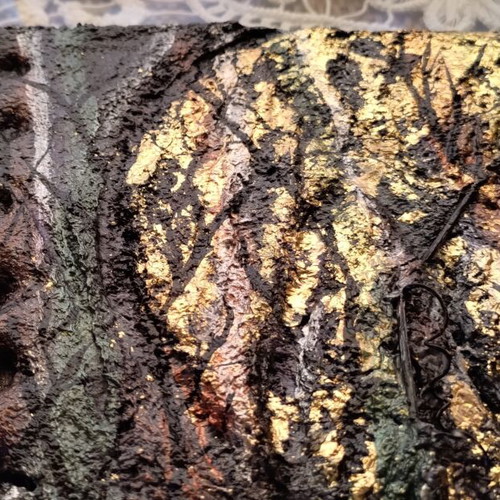 Canvas painting Moon new, mixed media 29.5x39.5cm