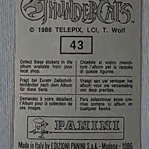 1986 Panini Thundercats Sticker #43