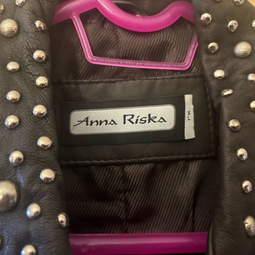 Anna Riska dark brown genuine leather jacket like new XL with studs