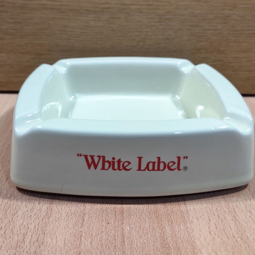Dewar's White Label scotch whisky ceramic ashtray used