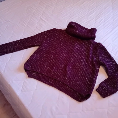 Zara turtleneck sweater new with silver details, red